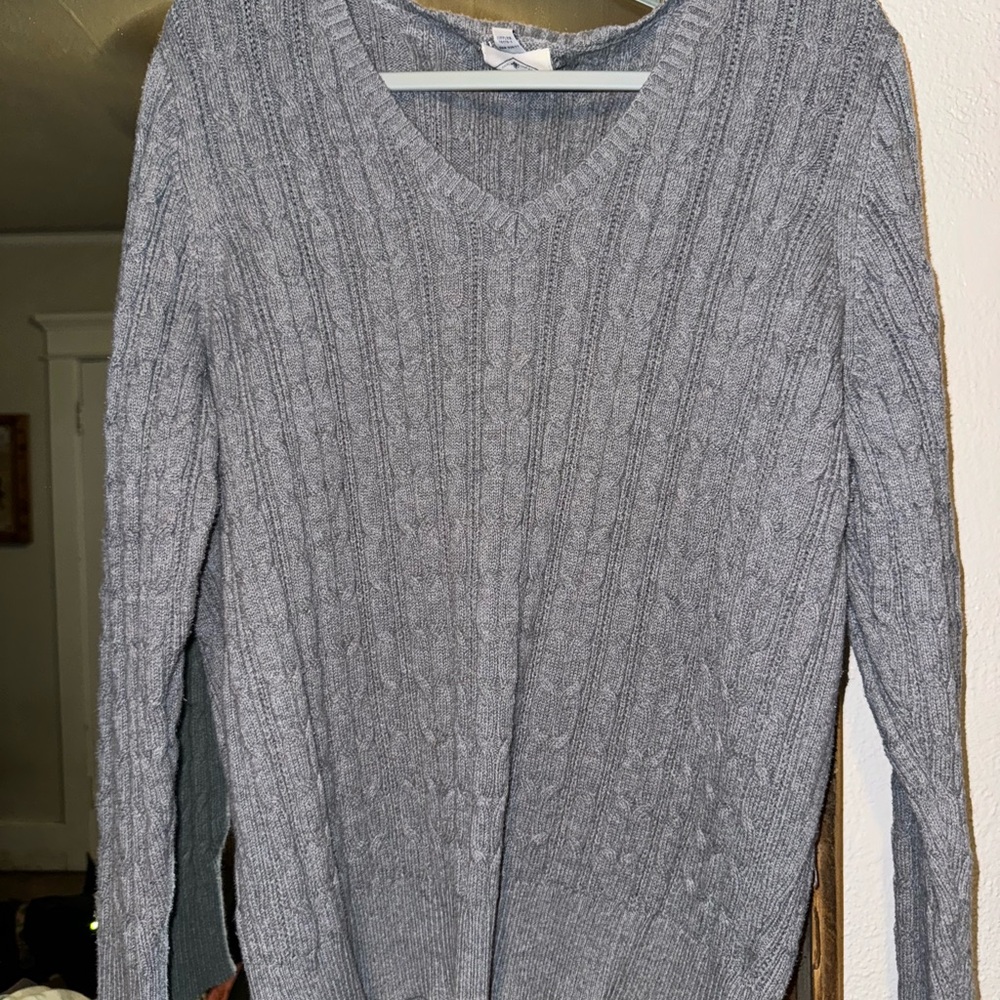 Gray Cable Knit Women's Sweater